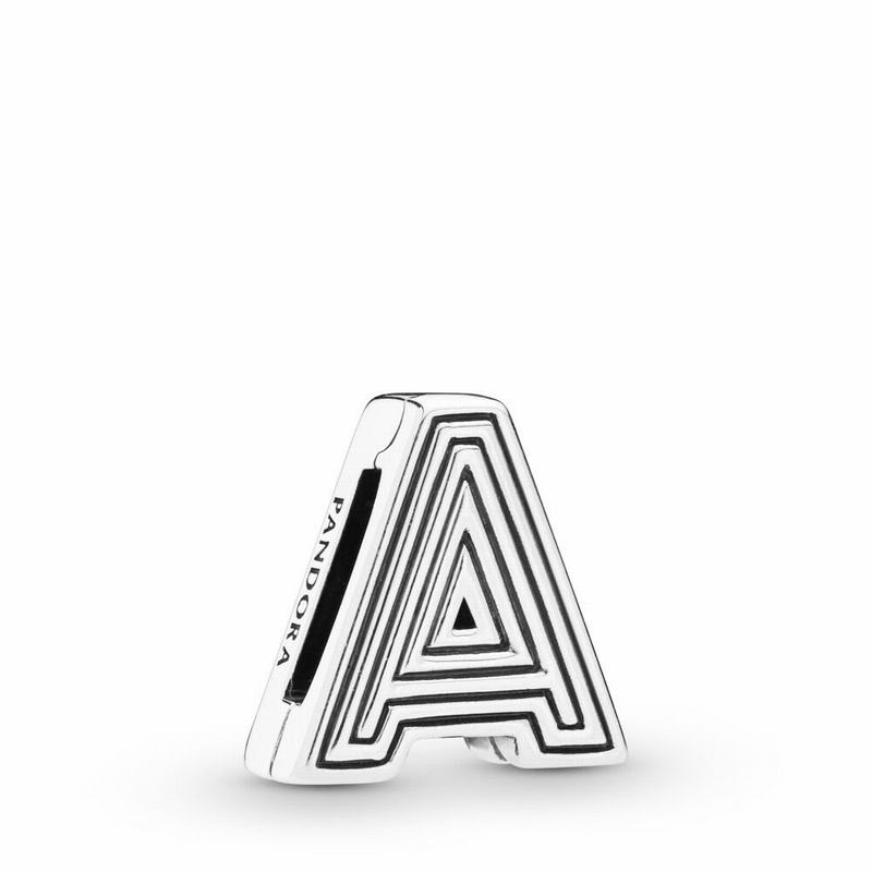 Pandora Reflexions™ Letter A Clip Charm Ireland - Sterling Silver/Silicone - 471089DZB